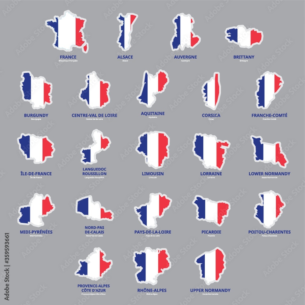 Set of france province maps Set of france province maps
