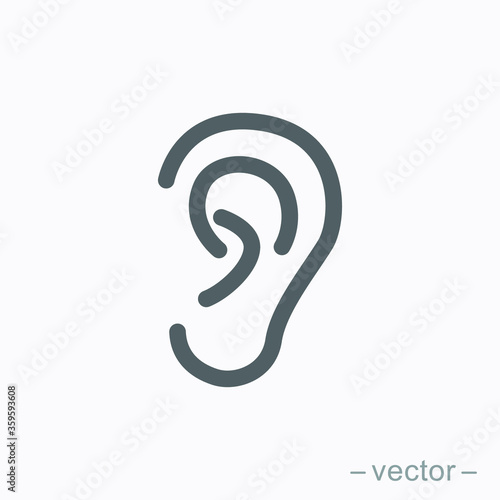 Ear listening hearing audio sound waves vector. EPS 10