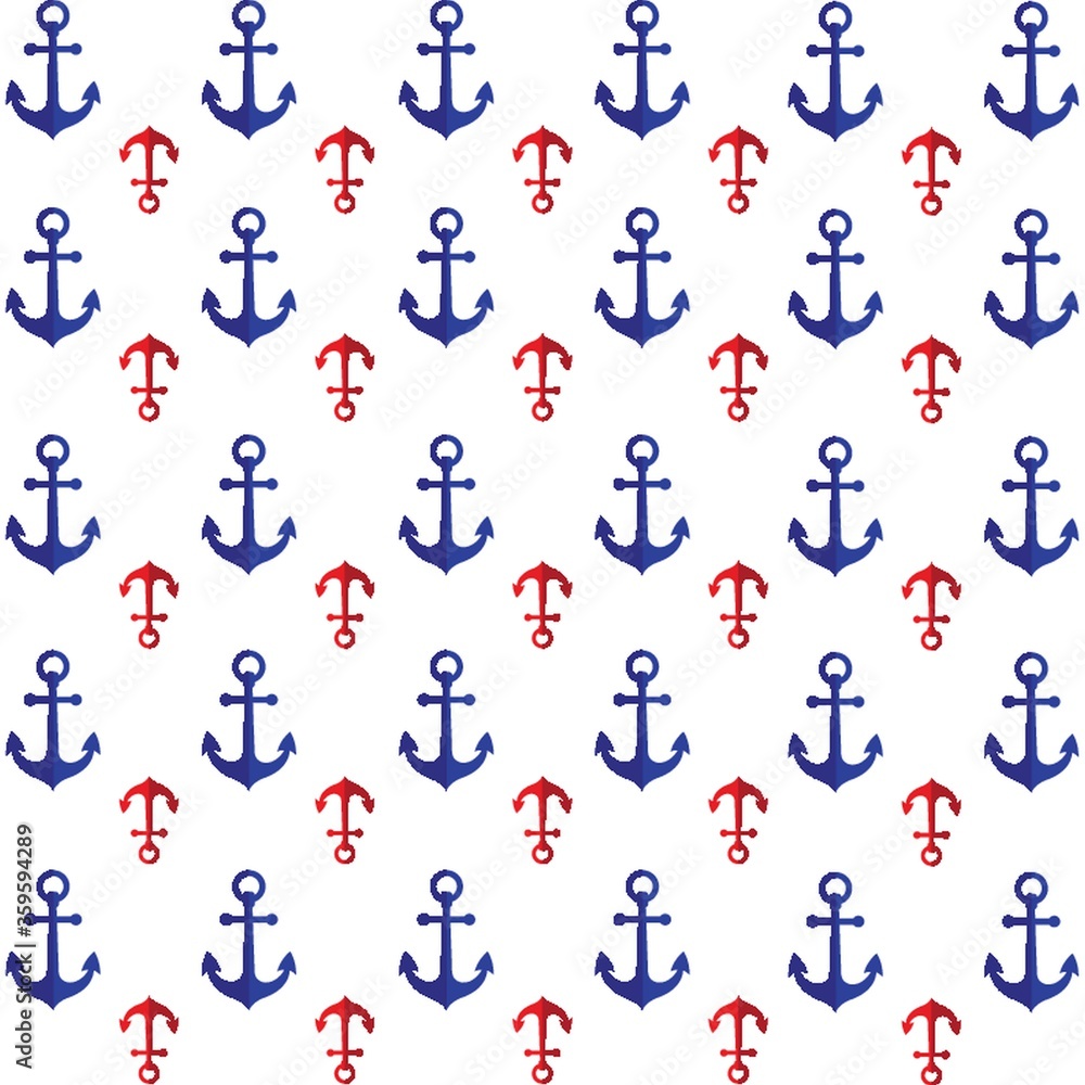 A seamless anchor pattern illustration. A seamless anchor pattern illustration.