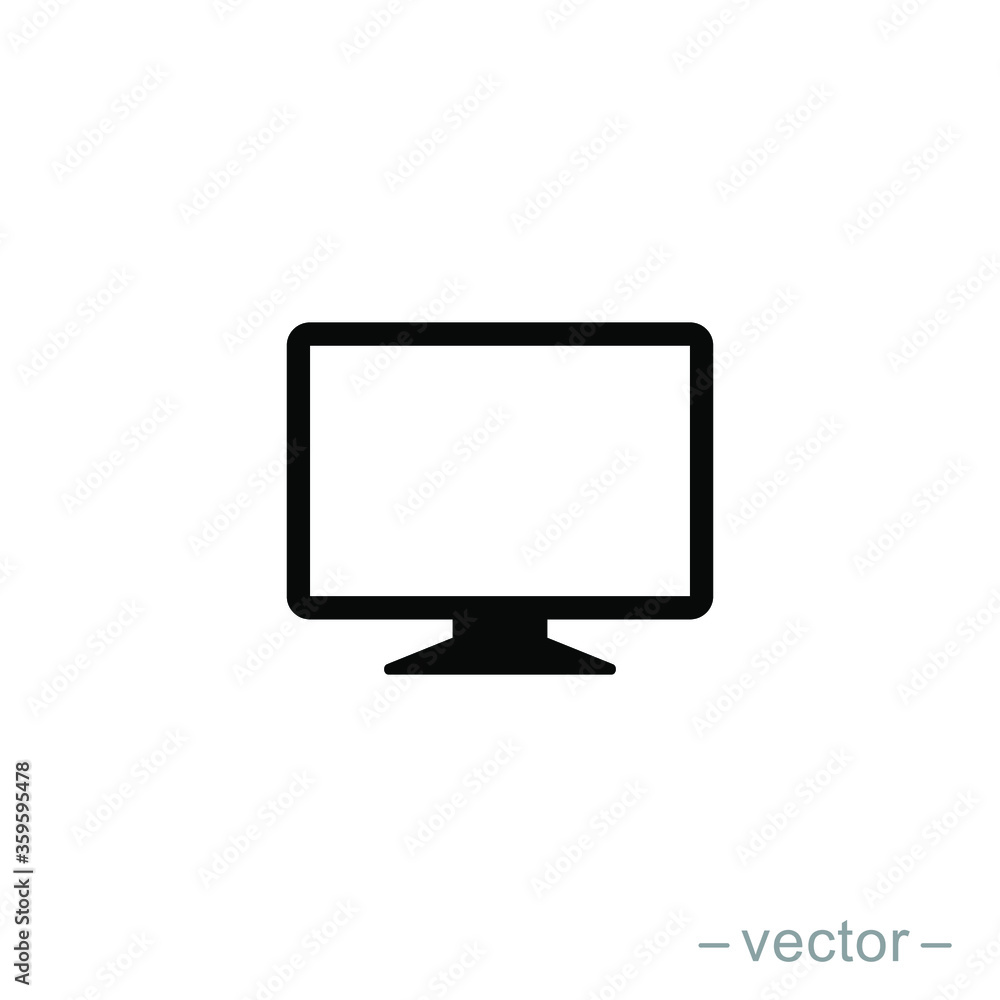Monitor PC, Icon computer screen flat style on white background, stylish vector illustration for web design Monitor PC, Icon computer screen flat style on white background, stylish vector illustration for web design