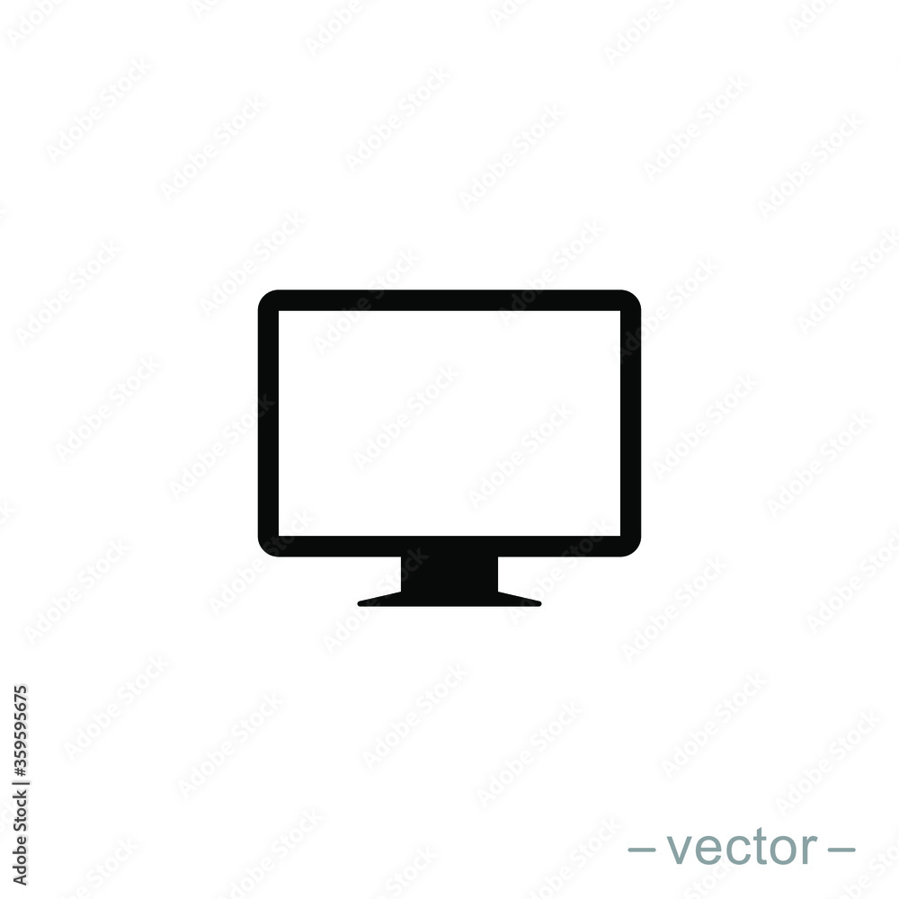 Monitor PC, Icon computer screen flat style on white background, stylish vector illustration for web design Monitor PC, Icon computer screen flat style on white background, stylish vector illustration for web design