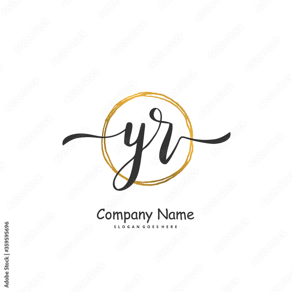 Y R YR Initial handwriting and signature logo design with circle. Beautiful design handwritten logo for fashion, team, wedding, luxury logo. Y R YR Initial handwriting and signature logo design with circle. Beautiful design handwritten logo for fashion, team, wedding, luxury logo.