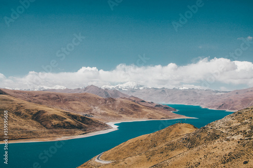 Yamdrok Lake, a sacred lake in Tibet, China. © Zimu