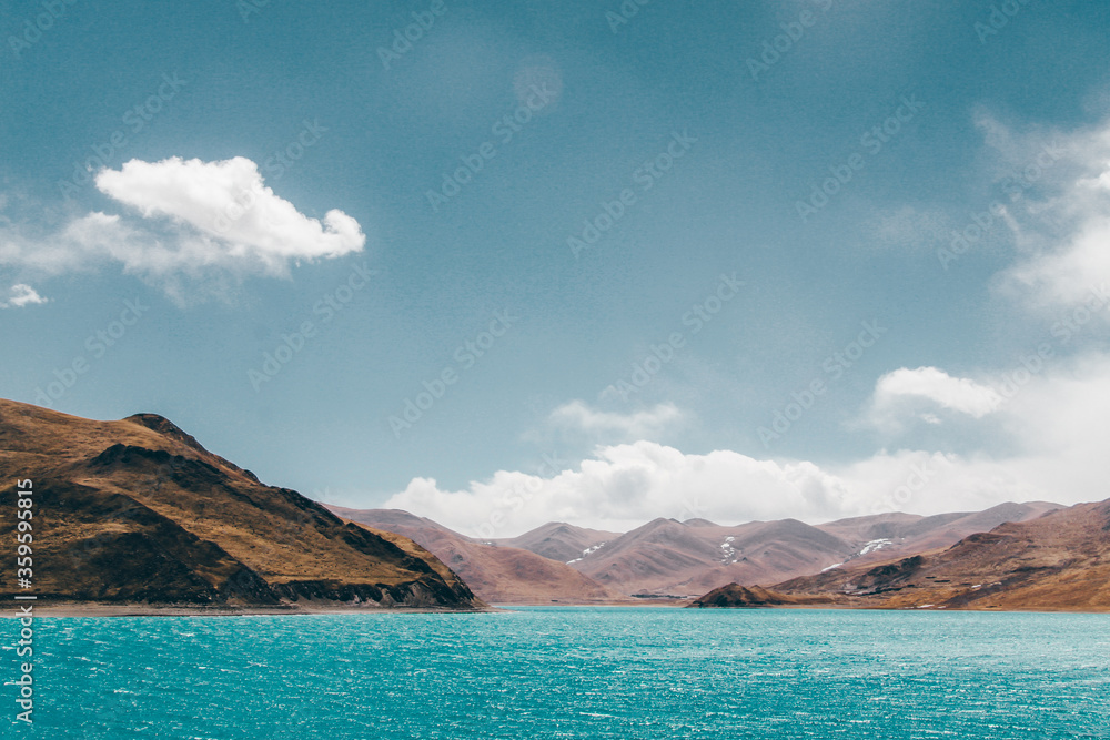 Yamdrok Lake, a sacred lake in Tibet, China.