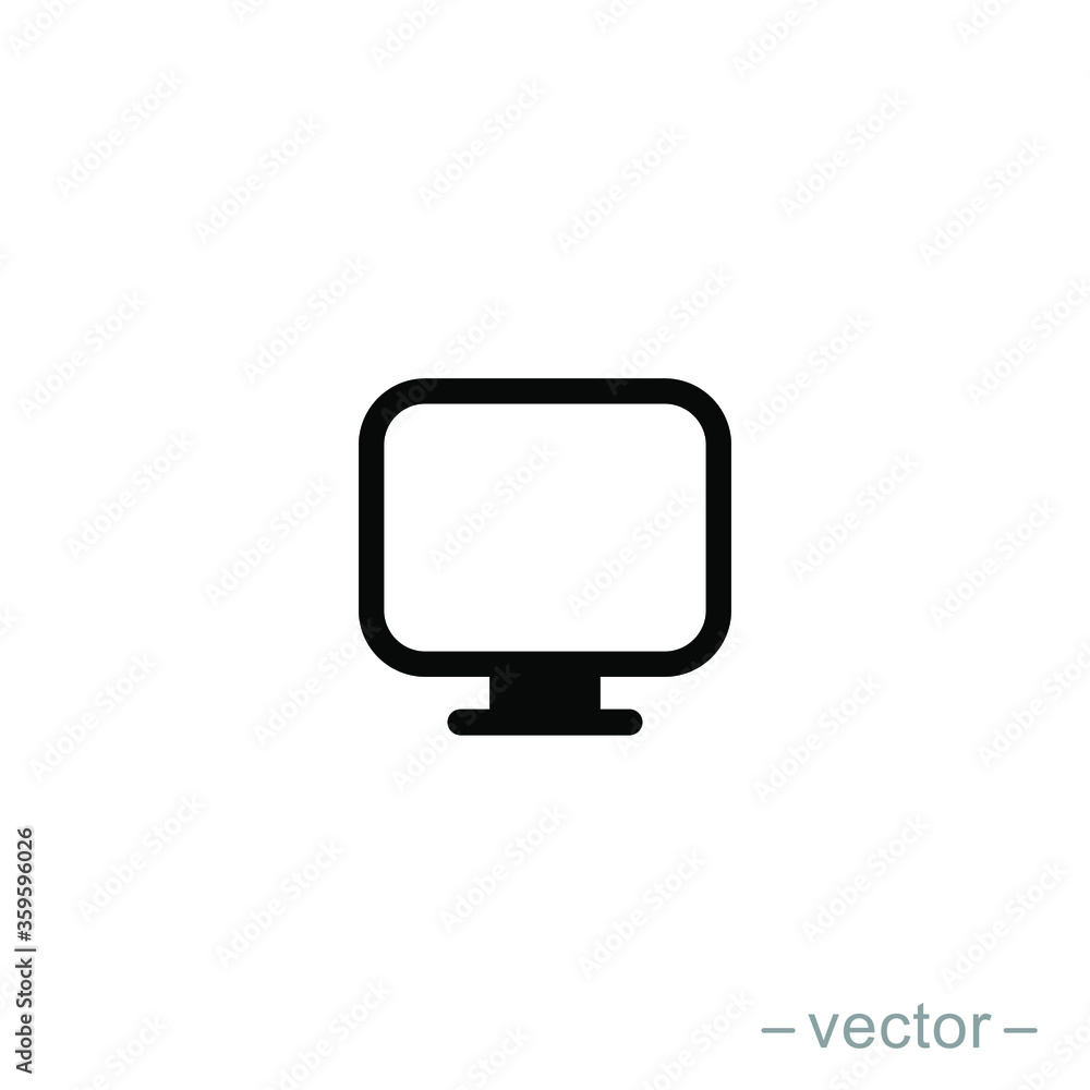 Monitor PC, Icon computer screen flat style on white background, stylish vector illustration for web design Monitor PC, Icon computer screen flat style on white background, stylish vector illustration for web design