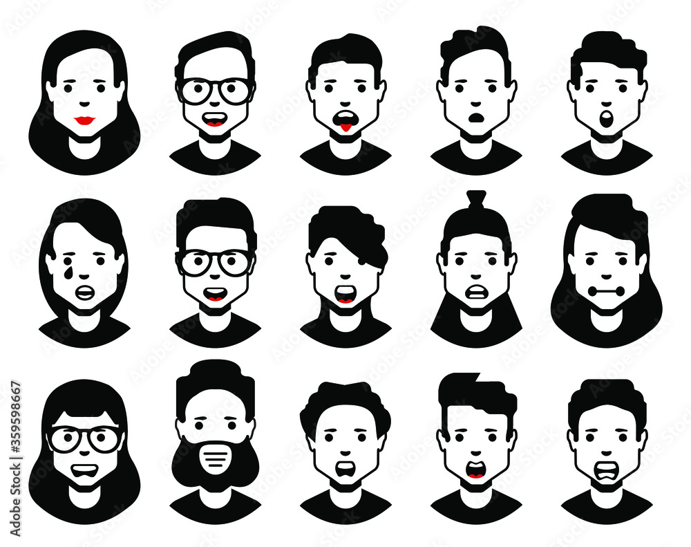 People icons set avatar profile diverse faces (use for social network) People icons set avatar profile diverse faces (use for social network)
