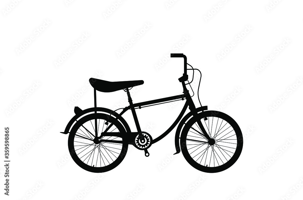 Modern city or mountain bike with V-brakes. Multi-speed bicycle for adults.