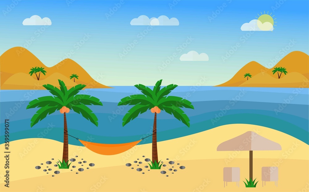 summer sea flat illustration background 1