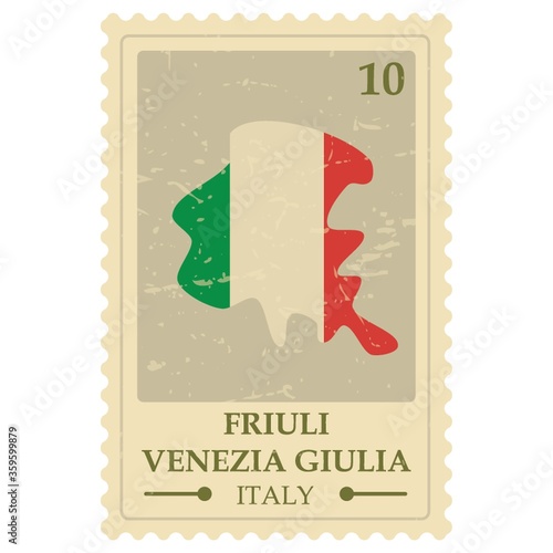 friuli venezia giuilia map postage stamp