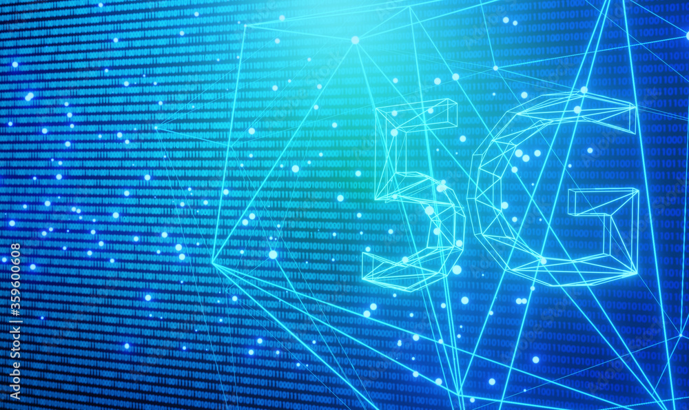 5G network digital hologram and internet background.3D Rendering 5G network digital hologram and internet background.3D Rendering