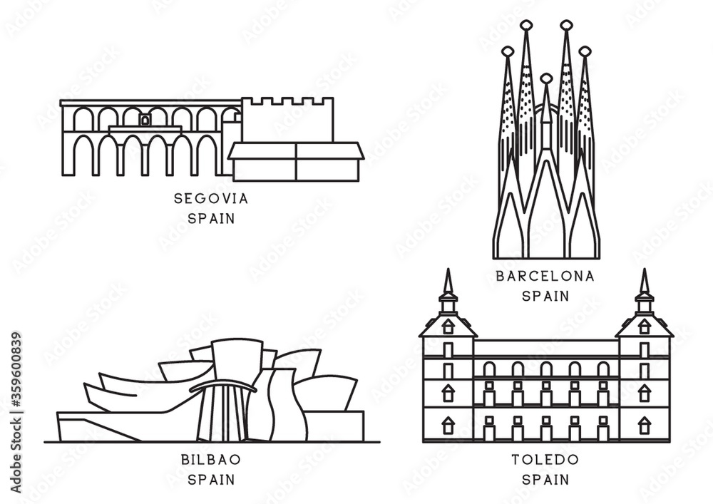 Collection of spain landmarks