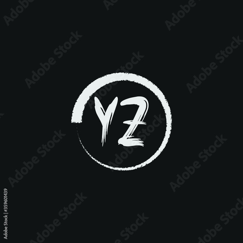 alphabet YZ letter logo grunge brush logo icon design template 