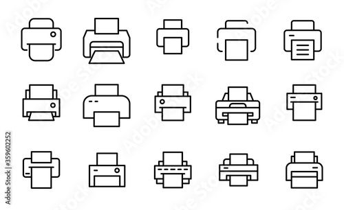 Simple set of printer modern thin line icons. photo