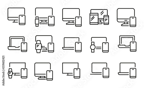 Stroke line icons set of responsive design.