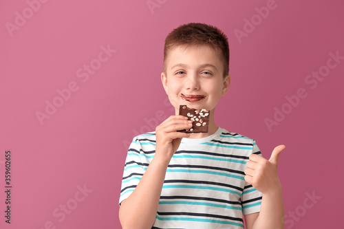 Cute little boy with chocol...