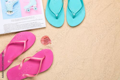 Flip-flops with newspaper o...