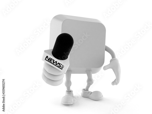 Computer key character holding interview microphone