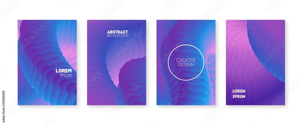 Naklejka premium Pink wavy cover set. Trendy gradient design future posters