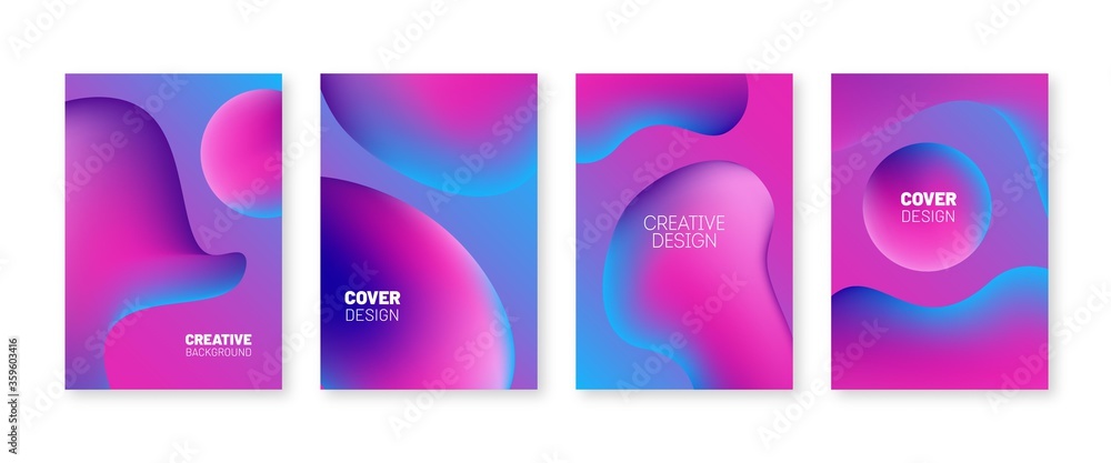 Trendy fluid gradient cover set. Liquid color shapes composition
