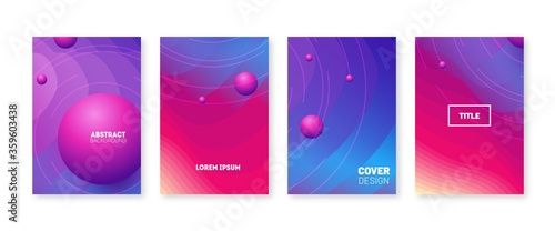 Trendy color minimal cover set. Modern wave lines and shapes. Abstract gradient banner template.