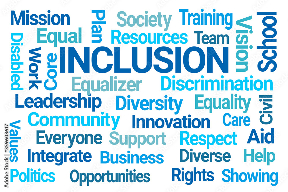 Inclusion Word Cloud on White Background Inclusion Word Cloud on White Background