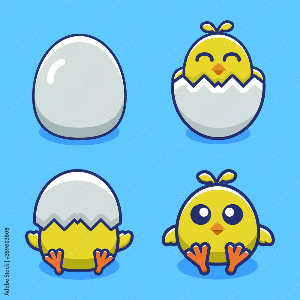 set of cute chicken and egg vector illustration set of cute chicken and egg vector illustration
