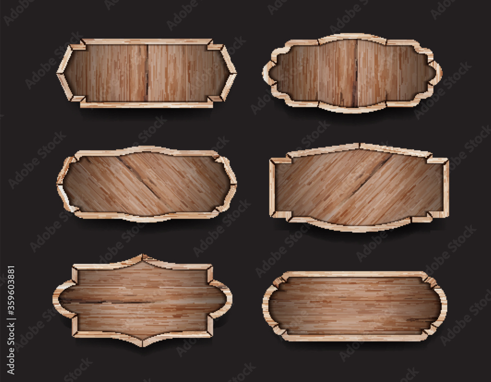 Vector wood sign boards label collection design Stock Vector | Adobe Stock