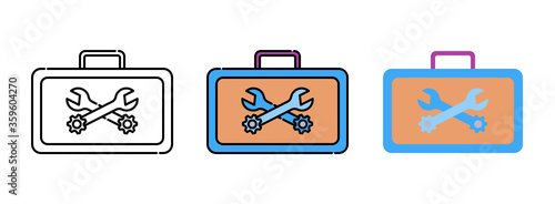 shape wrench or spanner on the tool box icon set isolated on white background for web design