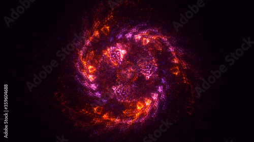 3D rendering abstract red fractal light background