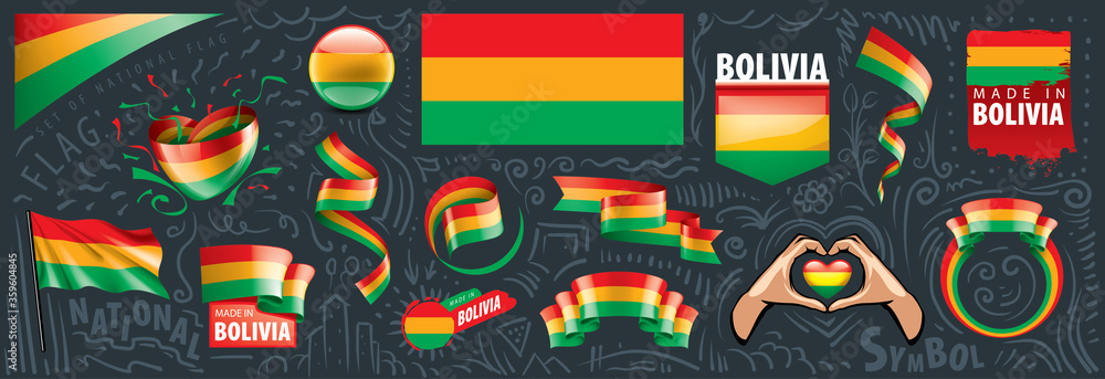 Vector set of the national flag of Bolivia in various creative designs Vector set of the national flag of Bolivia in various creative designs