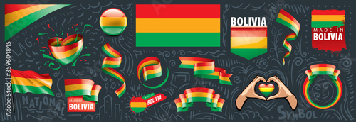 Vector set of the national flag of Bolivia in various creative designs