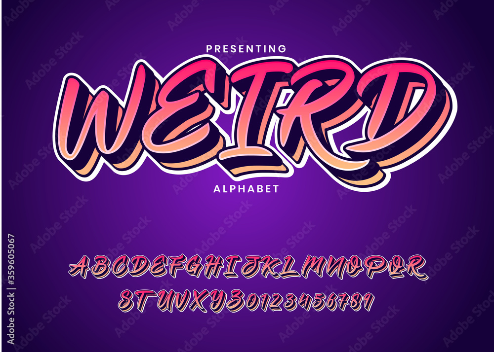 Modern 3d style custom font with cool gradient. trendy alphabet design for game logo, poster headline, typography Modern 3d style custom font with cool gradient. trendy alphabet design for game logo, poster headline, typography
