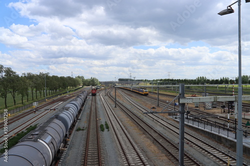 DB locomotive is stationary on the marshalling yard at NS station Lage Zwaluwe. photo