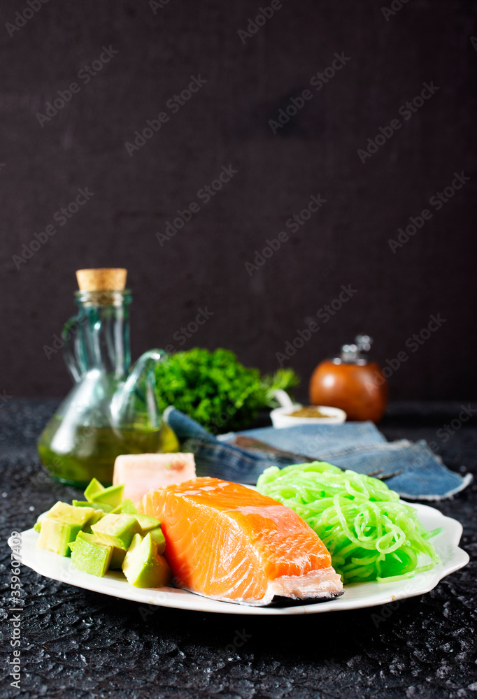 salmon with avocado