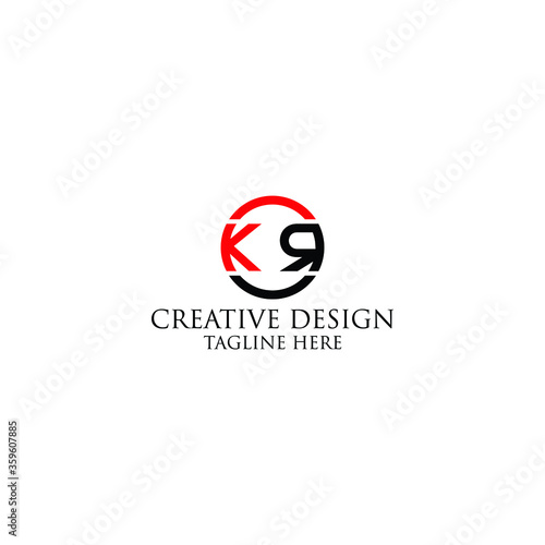 Abstract Letter KR round shape logo design template.