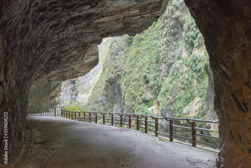 Jiuqudong (Tunnel of Nine Turns) at Taroko National Park. a famous tourist spot in Xiulin, Hualien, Taiwan.
