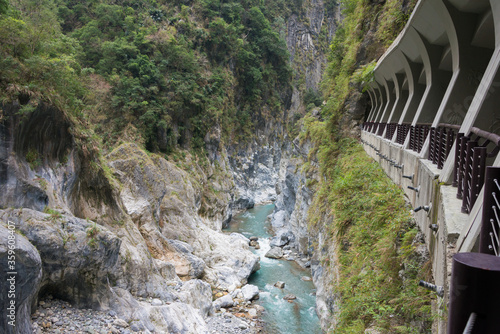 Jiuqudong (Tunnel of Nine Turns) at Taroko National Park. a famous tourist spot in Xiulin, Hualien, Taiwan. photo