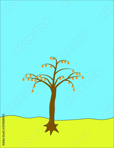logo illustrazione locandina per albero dei cachi confezione sacchetto spesa shopper negozio