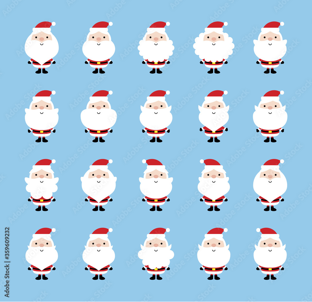 cute christmas santa claus vector collection