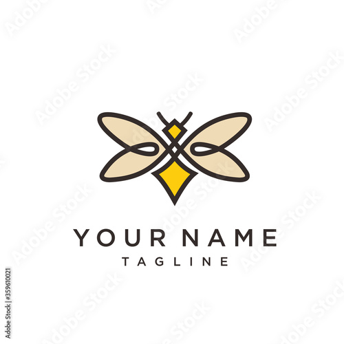 firefly logo vector icon template and Bee Logo design
