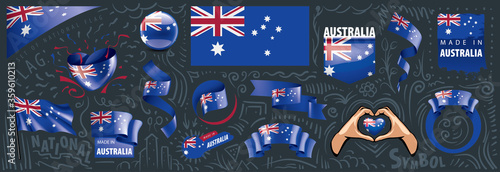 Vector set of the national flag of Australia in various creative designs