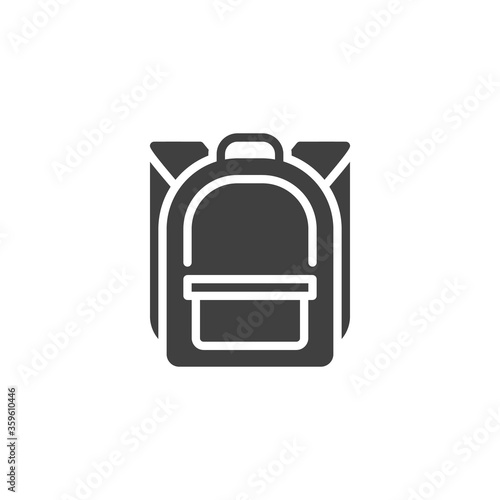 Rucksack, backpack vector icon. filled flat sign for mobile concept and web design. School bag glyph icon. Symbol, logo illustration. Vector graphics