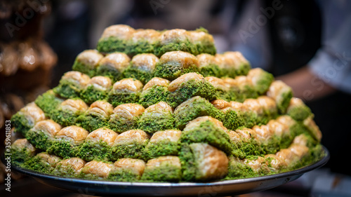 Traditional dessert baklava,well known in middle east and delicious, Istanbul, Turkey