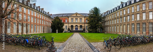 Cuadro en lienzo Panorama of Pauscollege or Pope’s College in Leuven, Blegium, founded in 1523 fo