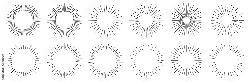 Sunburst set. Sunburst icon collection vector.Retro sunburst design.Big collection sunburst best quality. Vector illustration.