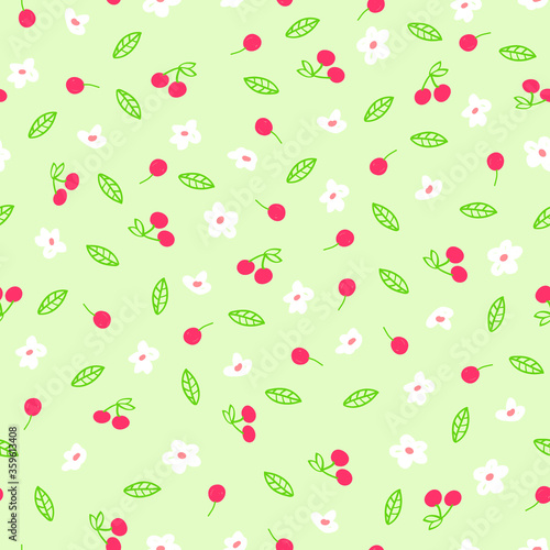Fototapeta Naklejka Na Ścianę i Meble -  Cherry blossom seamless pattern. Vector romantic floral illustration. 

