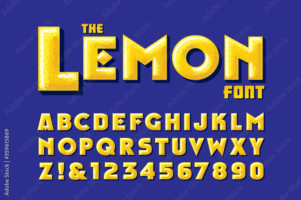 A Lemon-Themed Textural Vector Alphabet