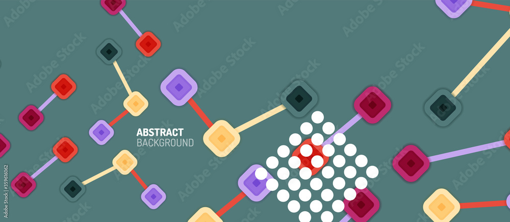 Abstract square dot connections, flat style multicolored geometric background for Wallpaper, Banner, Background, Card, Book Illustration, landing page or poster design Abstract square dot connections, flat style multicolored geometric background for Wallpaper, Banner, Background, Card, Book Illustration, landing page or poster design