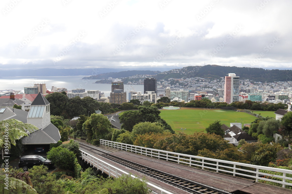 Tramway et baie de Wellington, Nouvelle Zélande