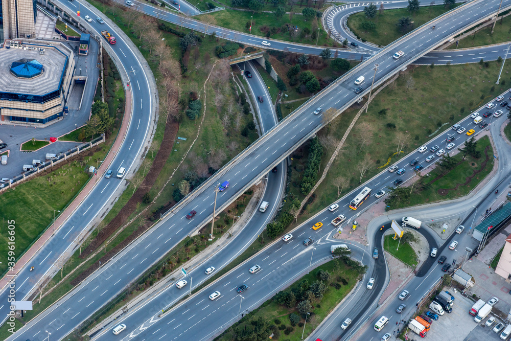 Traffic and highway road from air in Istanbul. Traffic and highway road from air in Istanbul.